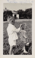 1941, April 13: Easter, Wally and Kathy looking out for eggs.