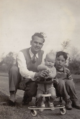 1941, April: Uncle Lewis with cousins baby Tom and Dick.