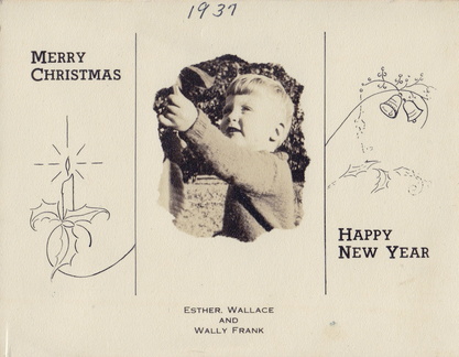 1937: Christmas card featuring Wally F