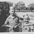 1944, Thanksgiving?: Kathy and Wally in "Indian" gear