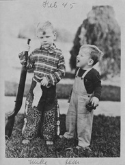 1945, February: Mike Moore as a cowboy with brother Tom