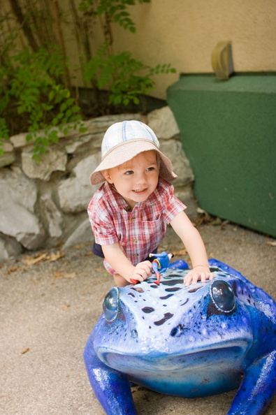 Wally on Frog outside the Children's Zoo with Superman.