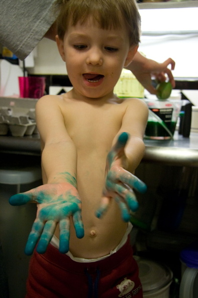 The blue hands say it all. This was a big step. He went from trying to pull his skin off to remove a stamp at the Pirate Festival to actually enjoying having blue hands. That's progress. IMG_8919.jpg