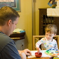 Wally and Daddy painting with water colors