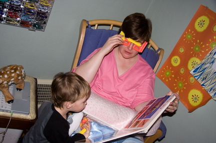 Mommy and Wally reading before bedtime