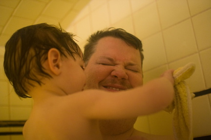 Splashing Daddy in the shower