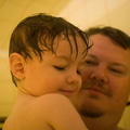 Daddy and Wally in the shower...all is well