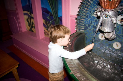 The aluminum fountain for washing your hands at the watercolor station.