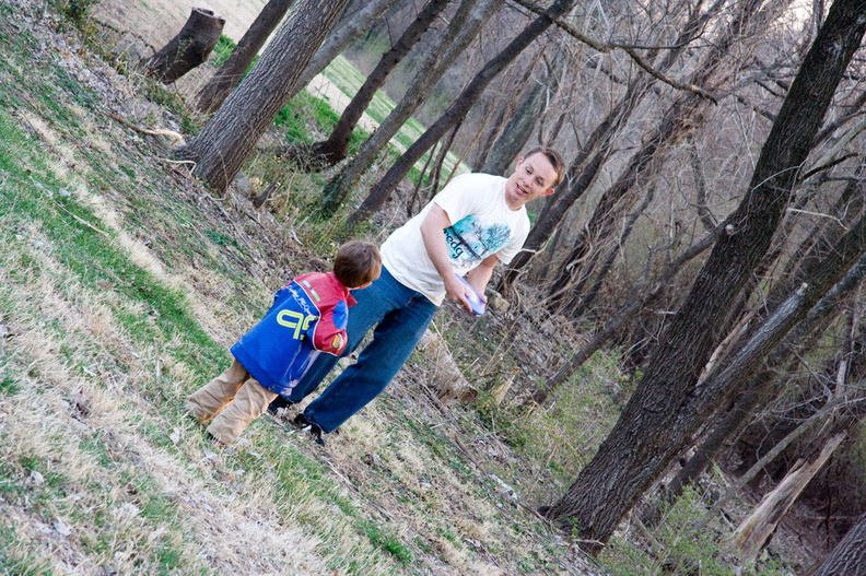 A game of frisbee. Brian tosses to Wally.