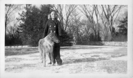 1946, Dec: Kathy and a collie in KC